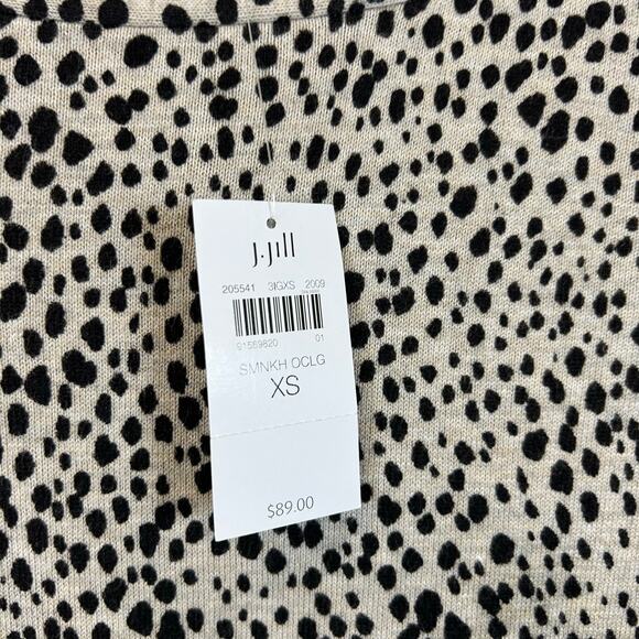 J. Jill Lightweight Cotton Blend Tan Animal Print Sweater Women’s Size XS - NWT - Picture 6 of 9